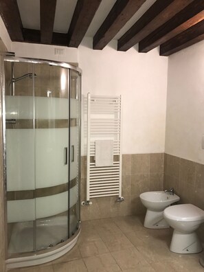 Dusche, Haartrockner, Bidet, Handtücher