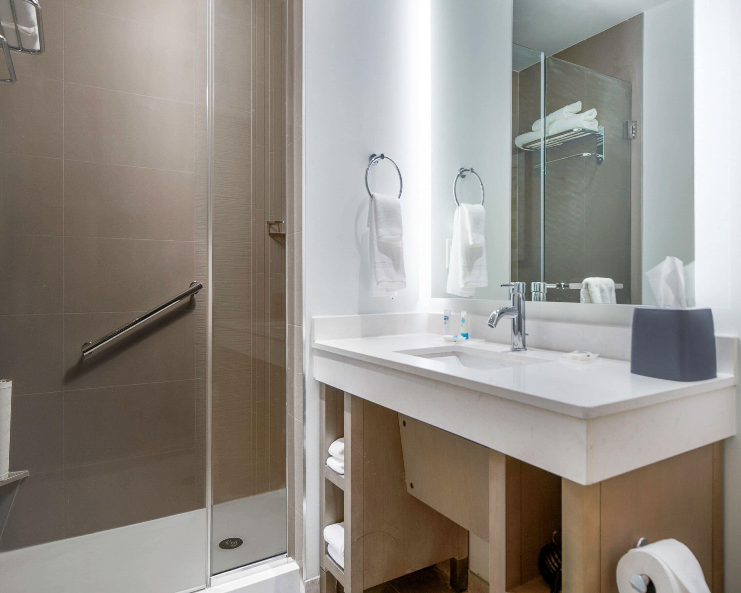 combined shower/bathtub, towels