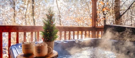 Soak in your Smoky Mountain cabin’s private hot tub, breathe in the fresh air, and savor a peaceful evening surrounded by nature.