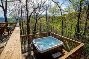 Outdoor spa tub - Rustic Chalet w/ Fire Pit, Hot Tub & Wet Bar! (Gatlinburg)