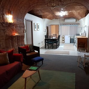 Smart TV, DVD player, books, video library