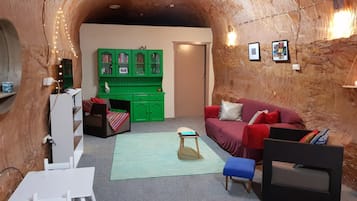 Smart TV, DVD player, books, video library
