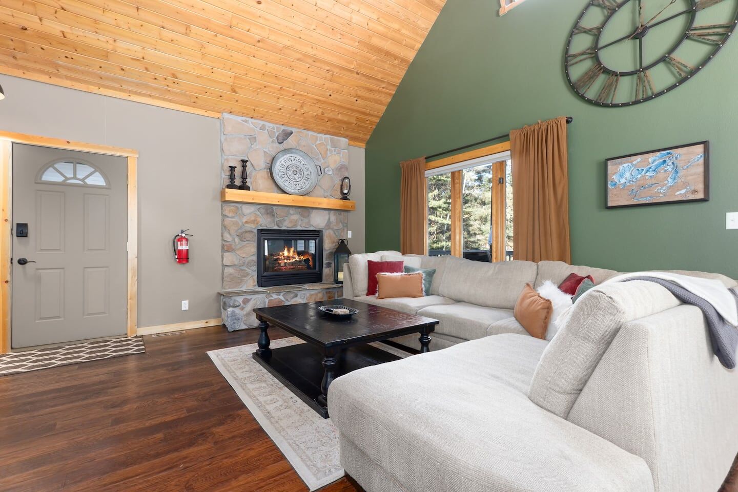 Smart TV, fireplace, video games, foosball