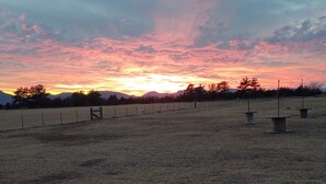A field with a fence and a few trees in the background. - Little Cabin at the DonkeyRanch (Lawton)