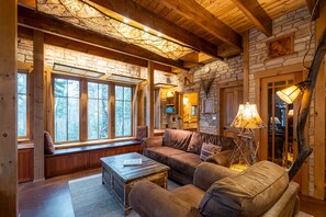 TV, fireplace, DVD player, stereo