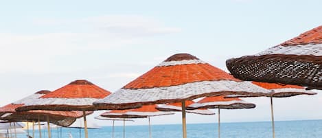 Private beach, sun-loungers, beach umbrellas