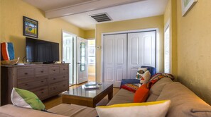 Smart TV, DVD player, music library, video library