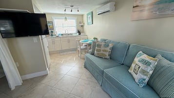 Smart TV, DVD player, books, music library