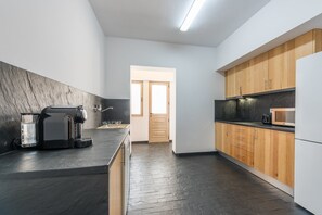 Fridge, microwave, coffee/tea maker