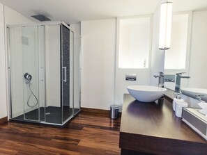 Dusche, Haartrockner, Handtücher
