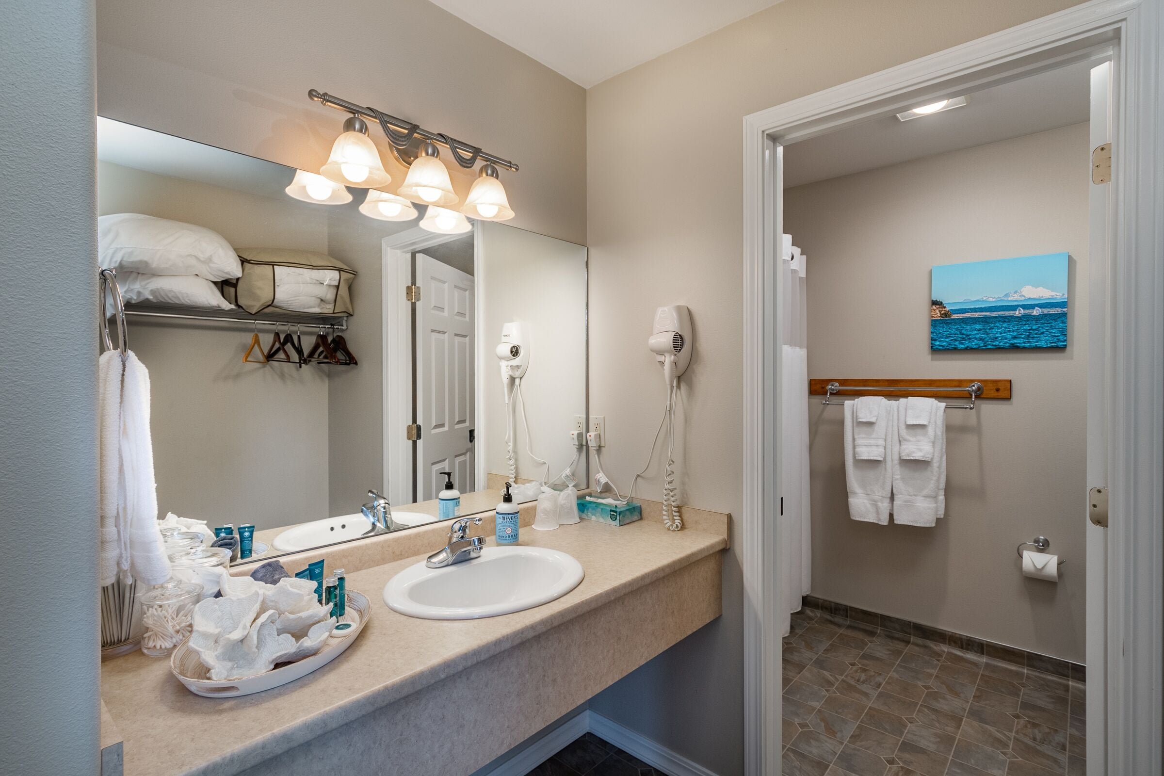 Asciugacapelli, asciugamani, sapone, shampoo