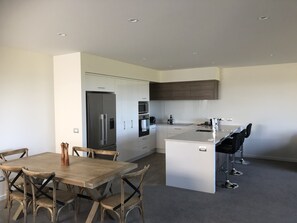 Fridge, microwave, oven, dishwasher