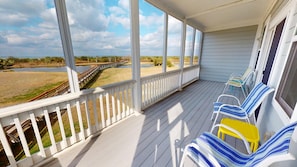 Terrace/patio - Coastal townhome w. ocean views, private elevator + beach access! (Tybee Island)