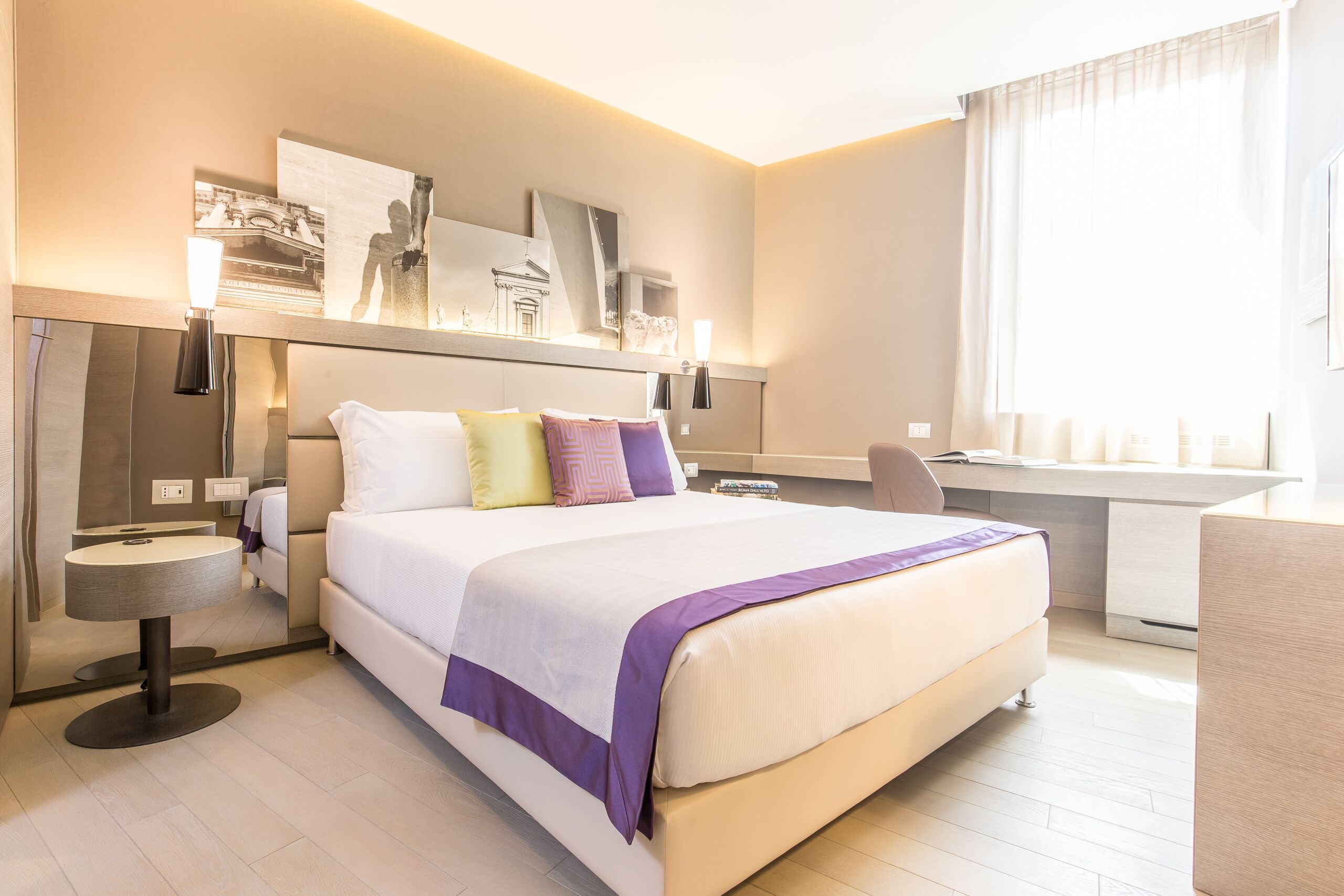 Premium bedding, down comforters, memory foam beds, minibar
