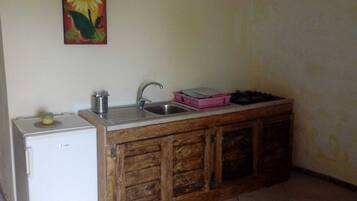 Fridge, stovetop, cookware/dishes/utensils