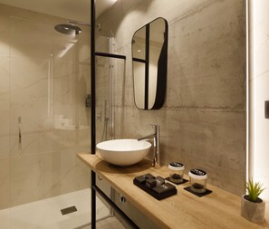 Doppelzimmer | Badezimmer | Dusche, Regendusche, Haartrockner, Handtücher