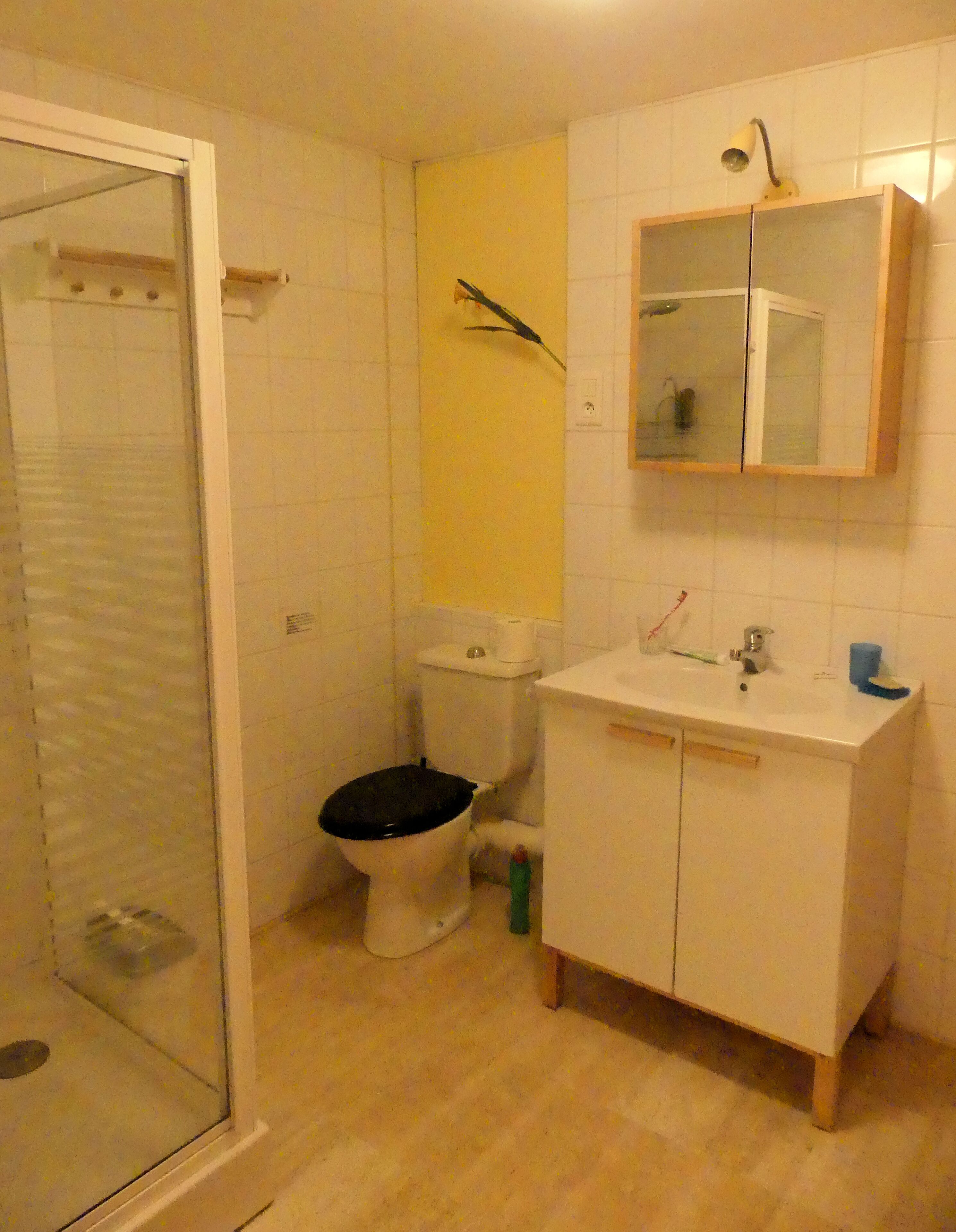 Douche, sèche-cheveux, serviettes fournies