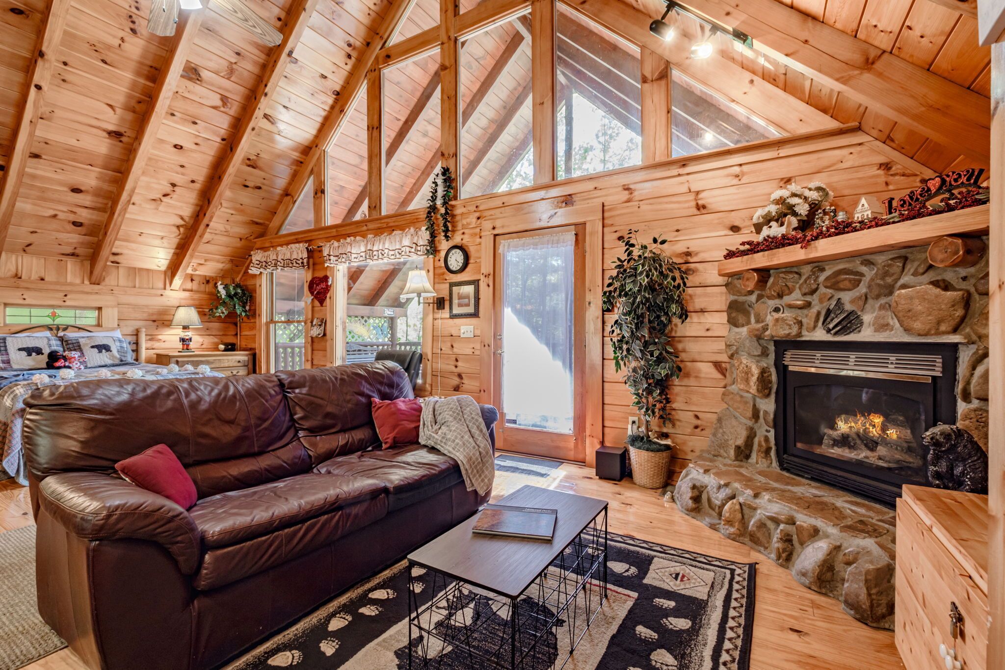 Smart TV, fireplace, video games, DVD player