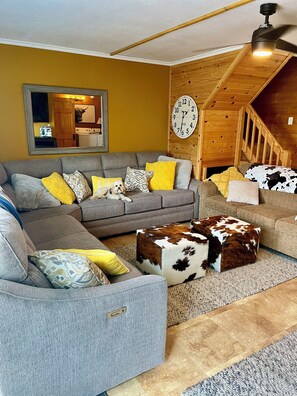 Smart TV, fireplace, video games, DVD player