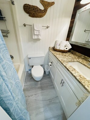 Shower, hair dryer, towels, soap - Cozy Studio On The Beach!  King Bed, Queen Sofa. Sleeps 4 (Panama City Beach)