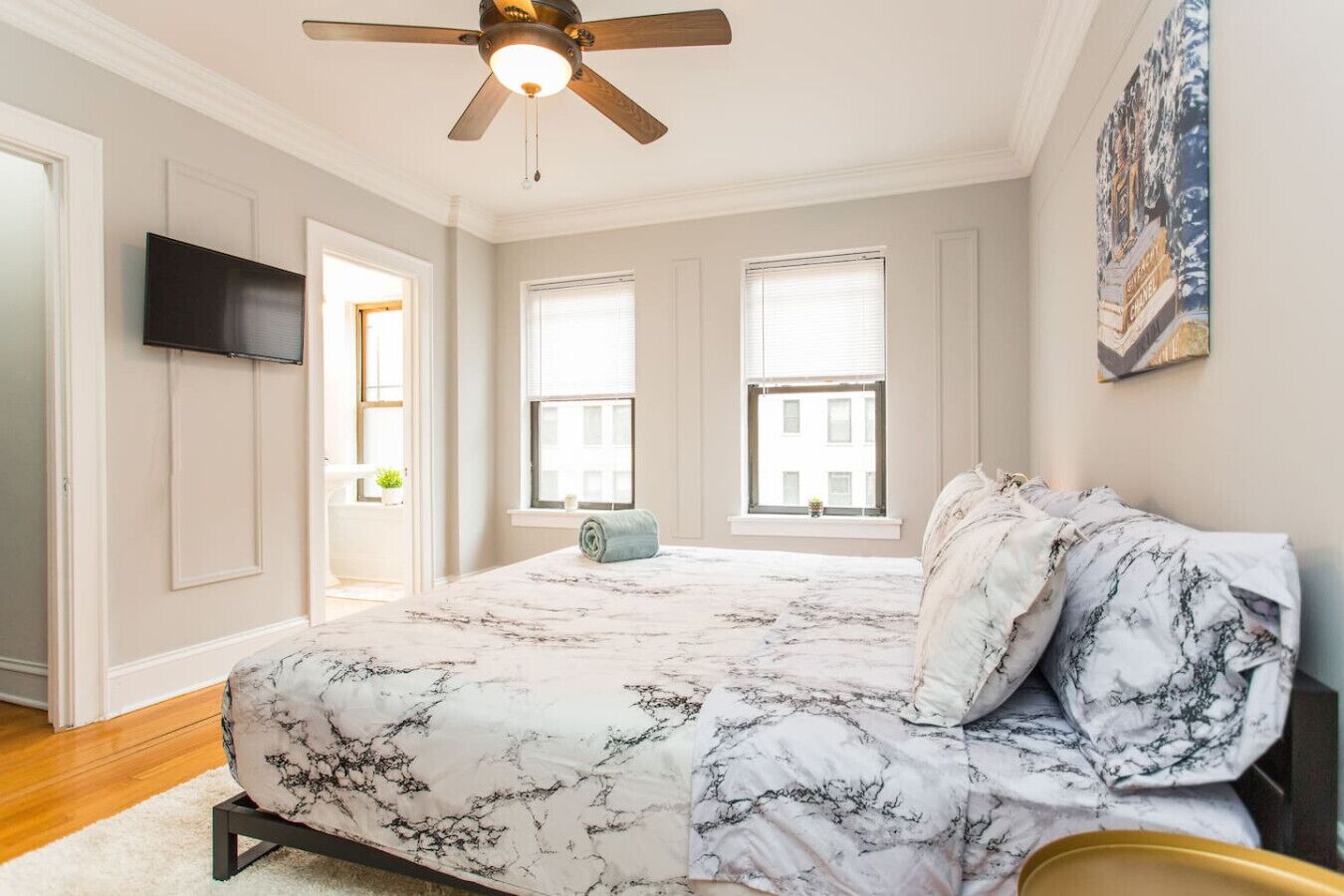 Desk, iron/ironing board, travel crib, free WiFi