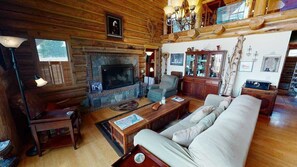 Télévision, cheminée, espaces bureaux