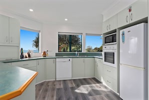 Fridge, microwave, dishwasher, toaster