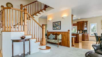 Smart TV, fireplace, video games, DVD player