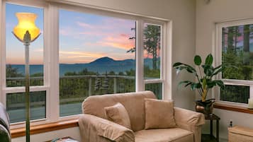 Smart TV, fireplace, video games, DVD player
