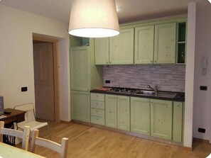 Fridge, oven, stovetop, coffee/tea maker
