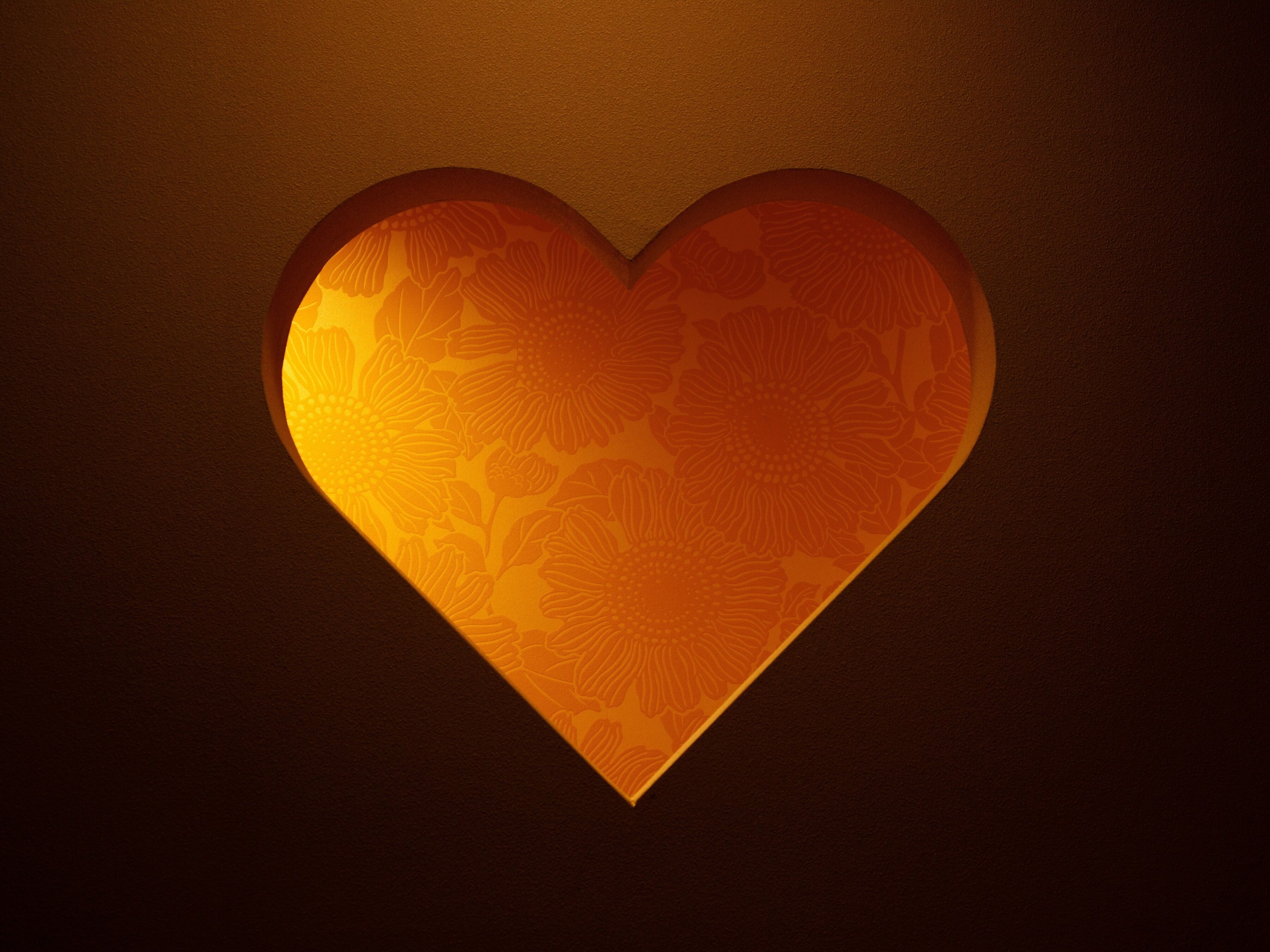 A heart-shaped object with a floral pattern.