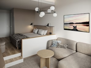 WOW Double/Twinroom (Lofts) | Tallelokero huoneessa, kannettavalle tietokoneelle sopiva työtila