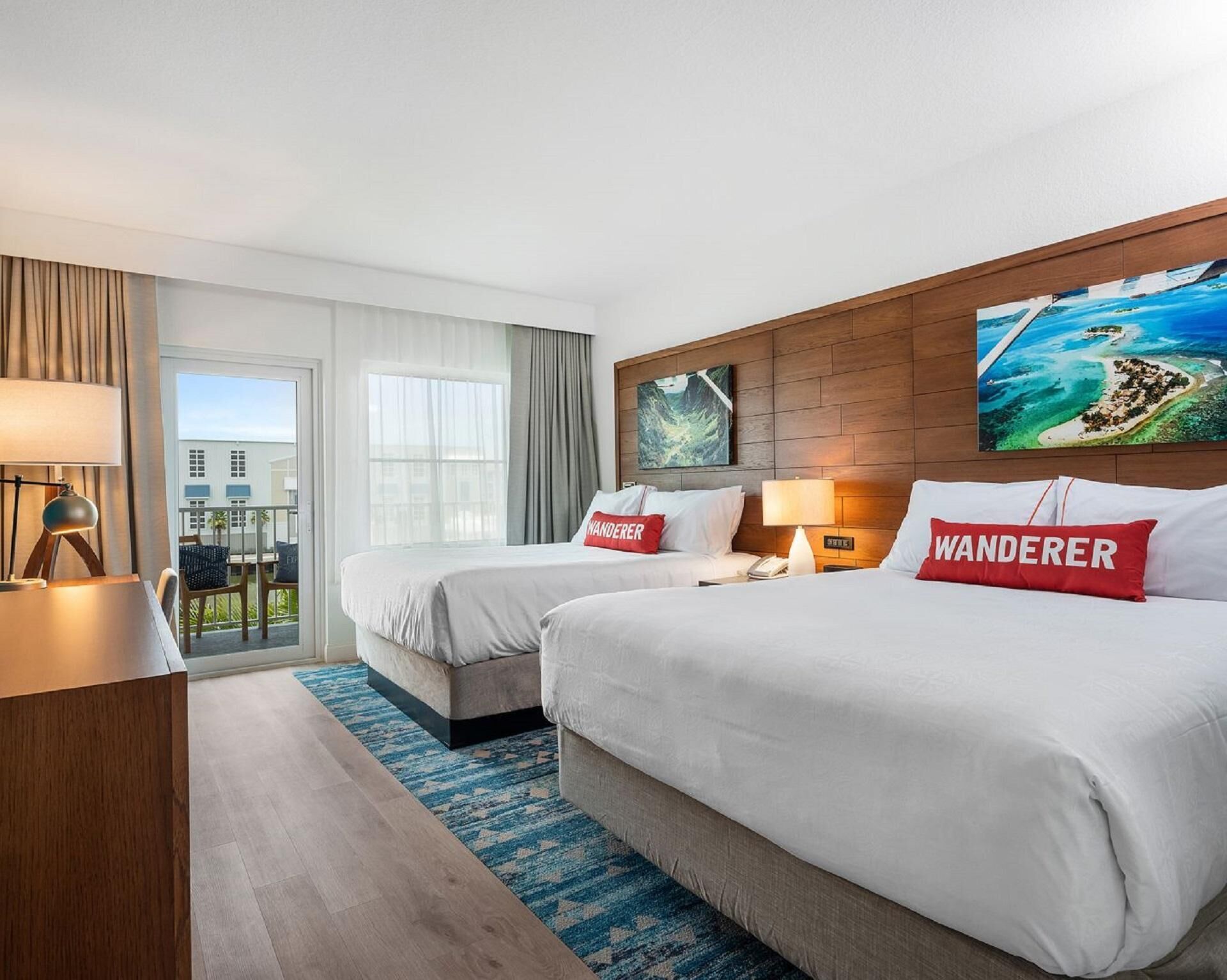 Accessible Deluxe Room w/ Two Queen Beds, Private Balcony, & Marina Views