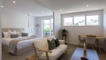 1 bedroom, desk, iron/ironing board, travel cot