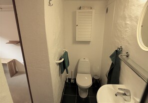 Een douche, een haardroger, handdoeken, zeep