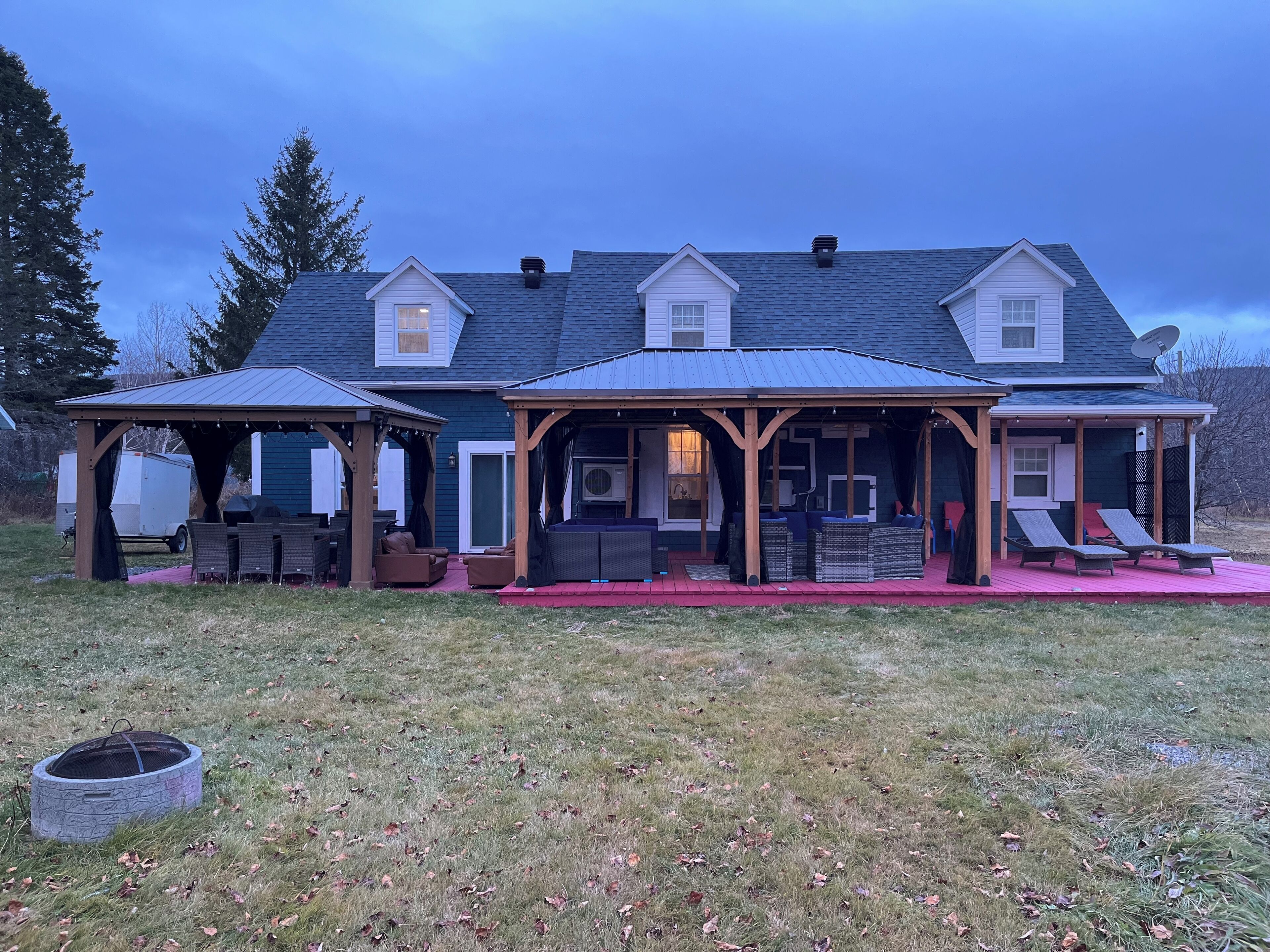 Backyard’s two gazebos