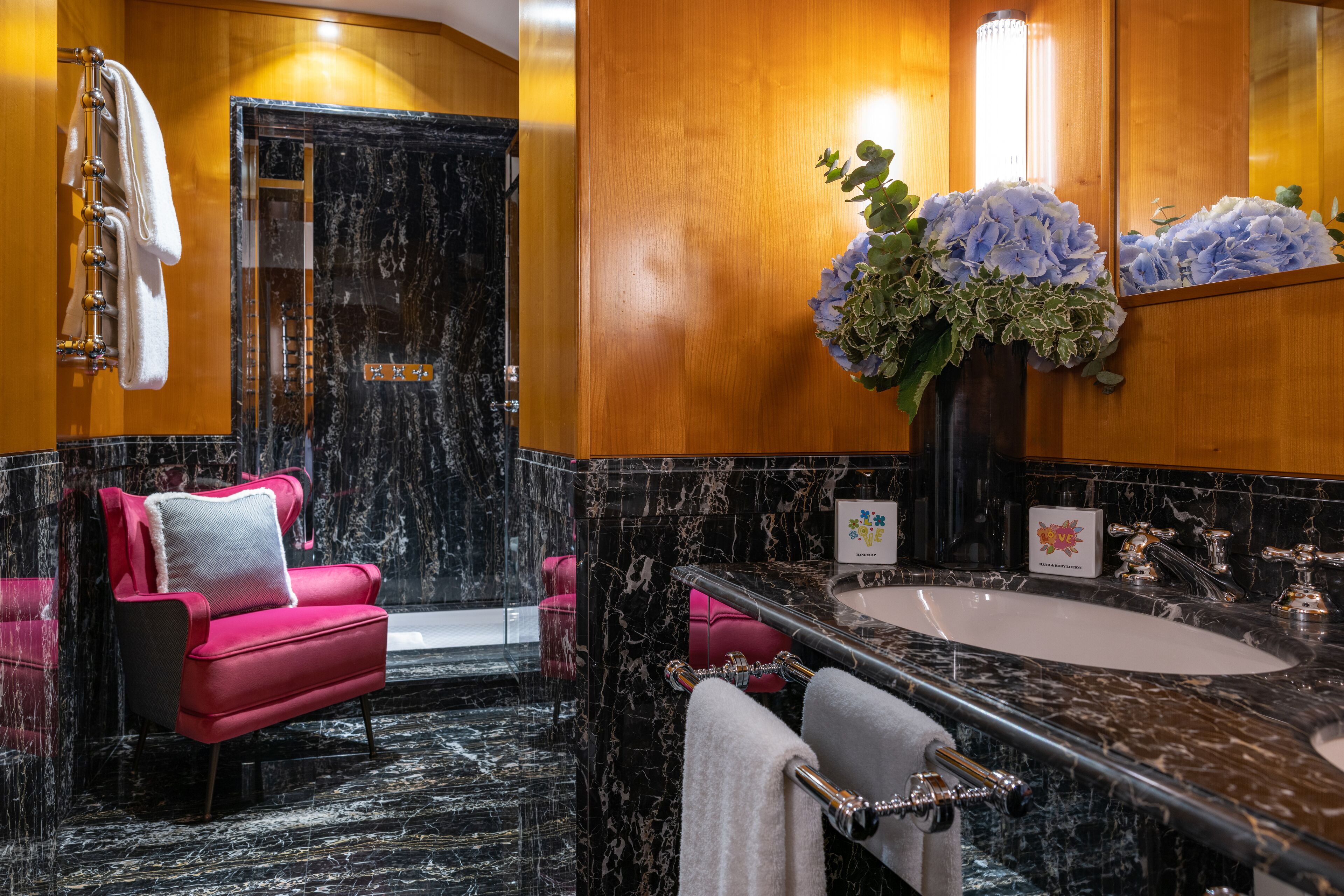 shower, free toiletries, hair dryer, bathrobes