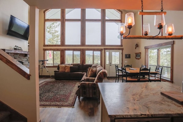 Smart TV, fireplace, video games, books