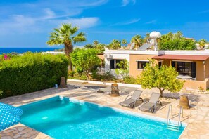 Villa | Pool | Outdoor pool - Villa Eleni Large Private Pool Walk to Beach Sea Views A C Wifi Car Not Required Eco-friendly - 1840 (Pegeia)