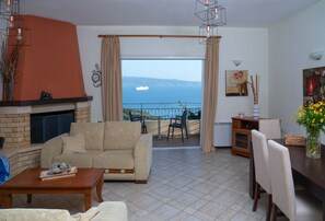 House, 3 Bedrooms, Sea View | Living area - Villa Vasso Sea View Residences, Kerasia, Corfu (Corfu)