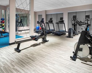 A gym with treadmills, elliptical machines, and a rowing machine. - Hyatt Place Allentown / Lehigh Valley (Allentown)