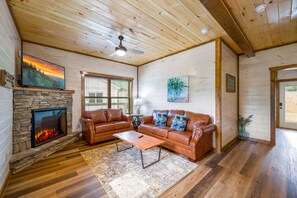 Smart TV, fireplace, video games, table football