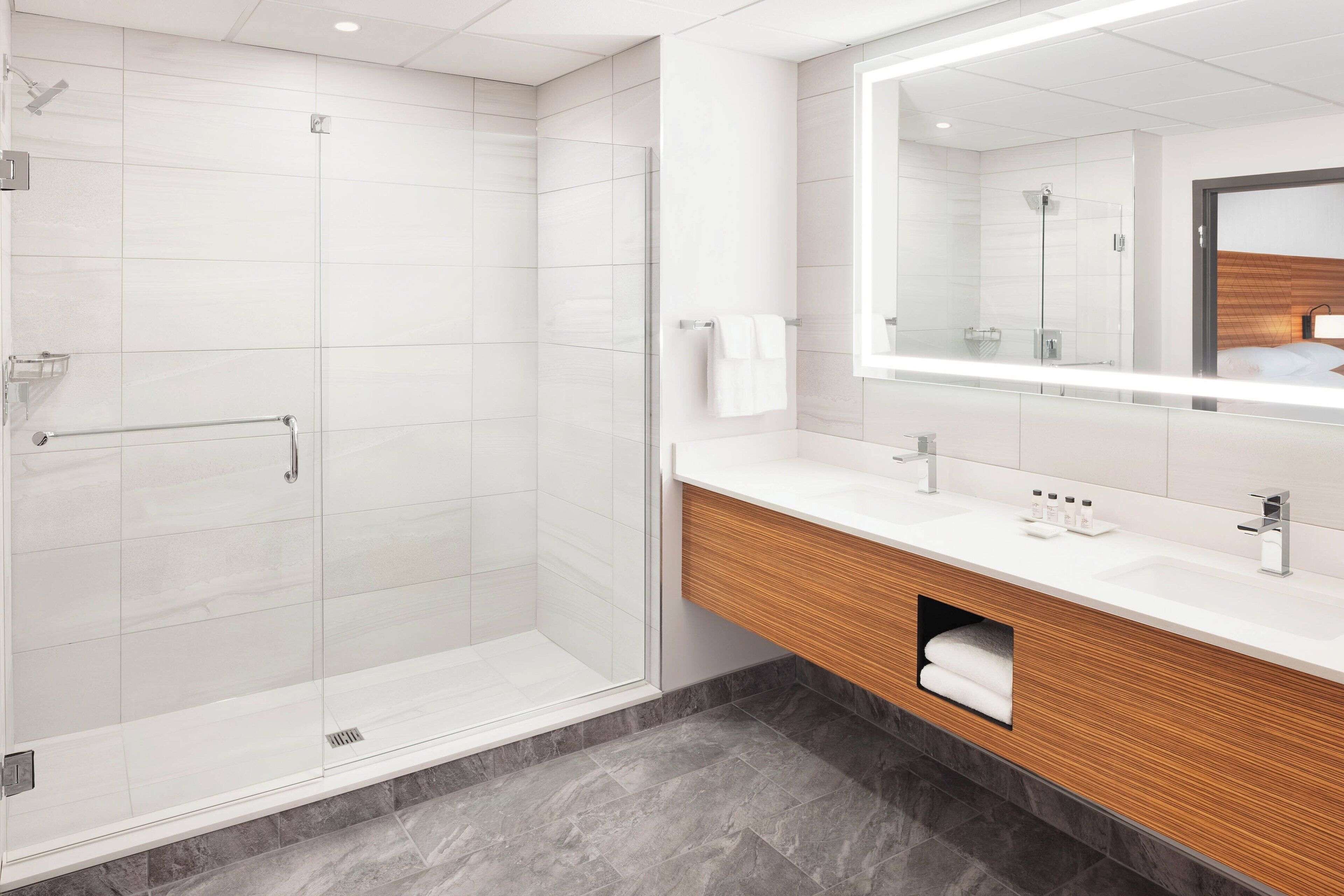 shower, rainfall showerhead, eco-friendly toiletries, hair dryer