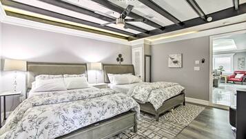 4 bedrooms, desk, laptop workspace, iron/ironing board