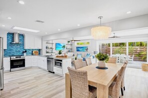 Fridge, microwave, oven, stovetop - Blue Oasis West! Family-Friendly Duplex Near Shops and Dining (Holmes Beach)