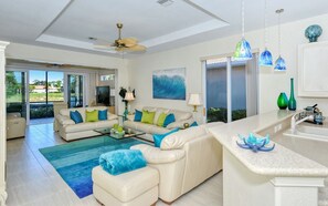 Smart TV, fireplace, DVD player, books