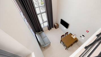 Télévision à écran plat, chauffage par le sol