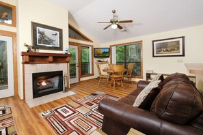 TV, fireplace