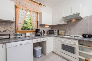 Fridge, microwave, oven, dishwasher