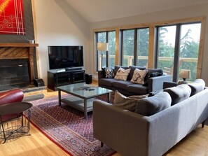 TV, fireplace, DVD player, stereo